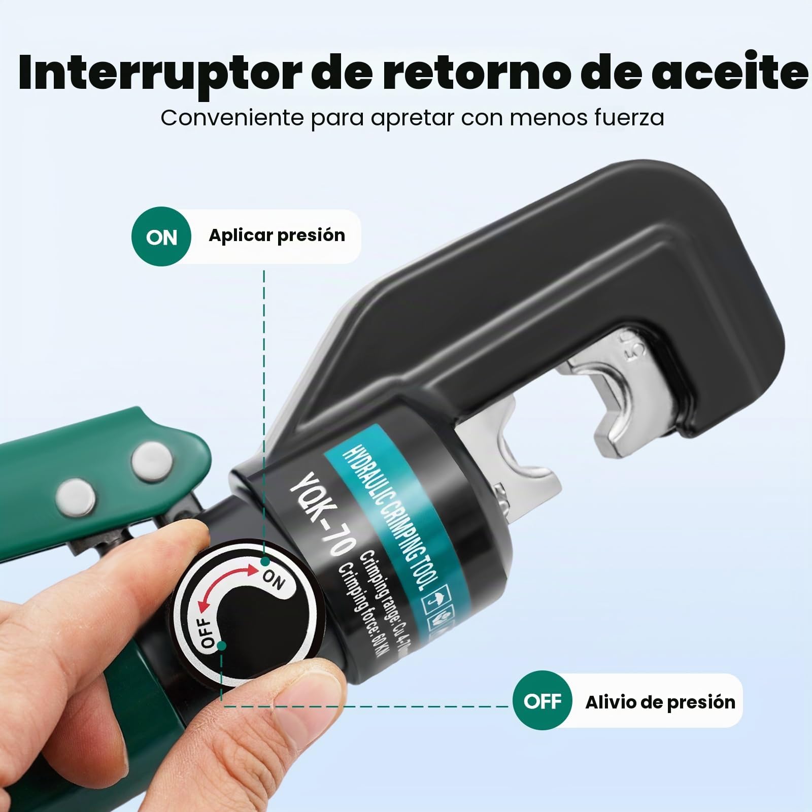 Juego de alicates de prensa hidráulicos y alicates profesionales para prensar tubos, crimpadora con cabezal giratorio de 360° y 8 matrices (4-70 mm²), herramienta de presión para tubos de aluminio