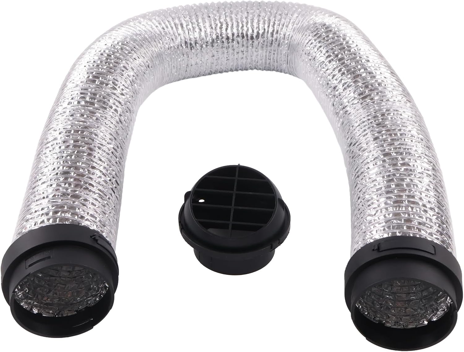 75mm 3'' Diesel Heater Air Duct Hose Connector Outlet Vent Clips Auxiliary Aluminium Foil Kit Compatible with Eberspacher Airtronic D4 D5 Webasto Air Diesel Parking Heaters 5KW 8KW