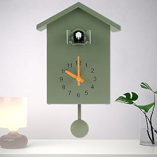 Minimalist Cuckoo Clock with Pendulum - Delicate Bird House Wall Clock with Ringer