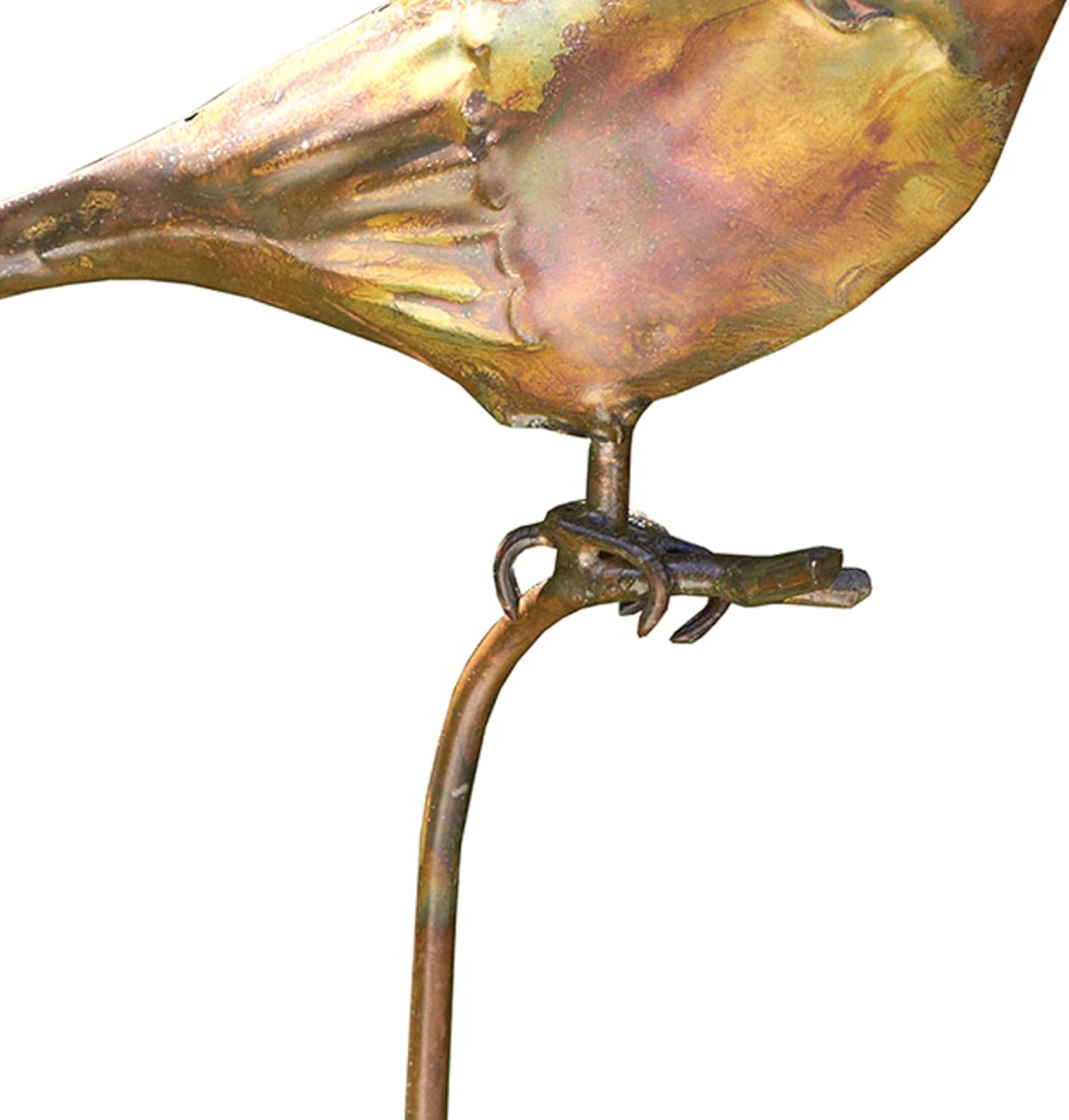 Ancient Graffiti Staked Bird Garden Ornaments, Set of 4 Flamed Copper Colored Metal Garden Stakes with Bird Figures, Outdoor Yard Art Décor with Step-in Bases