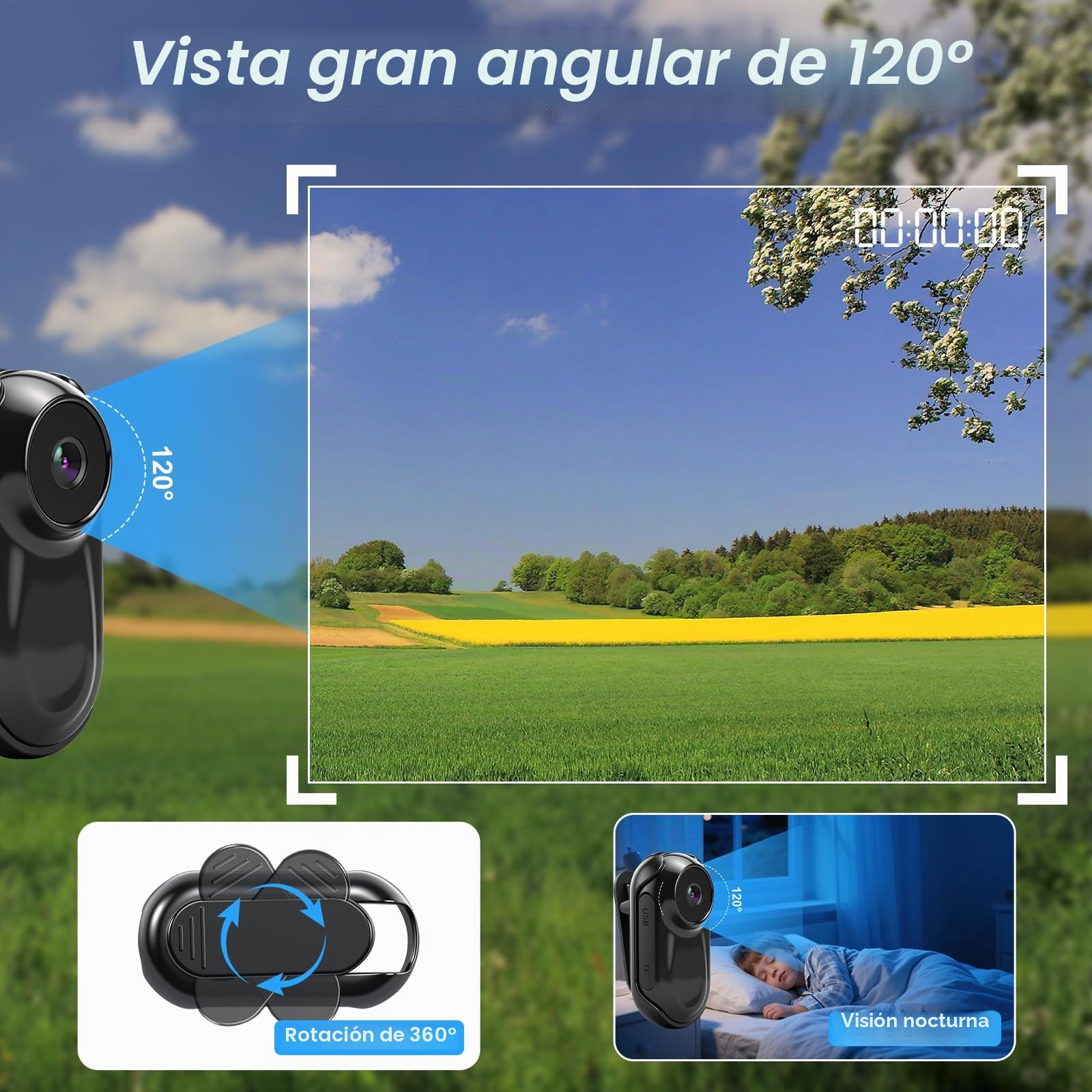 Cámara de Acción 1080P,Portátil Cámara Deportiva con Visión Nocturna 120° cámara de Casco con Pantalla 0.85'',Mini cámara de Video Corporal Camara Casco Moto,Mini Vlog Camera Video Bodycam