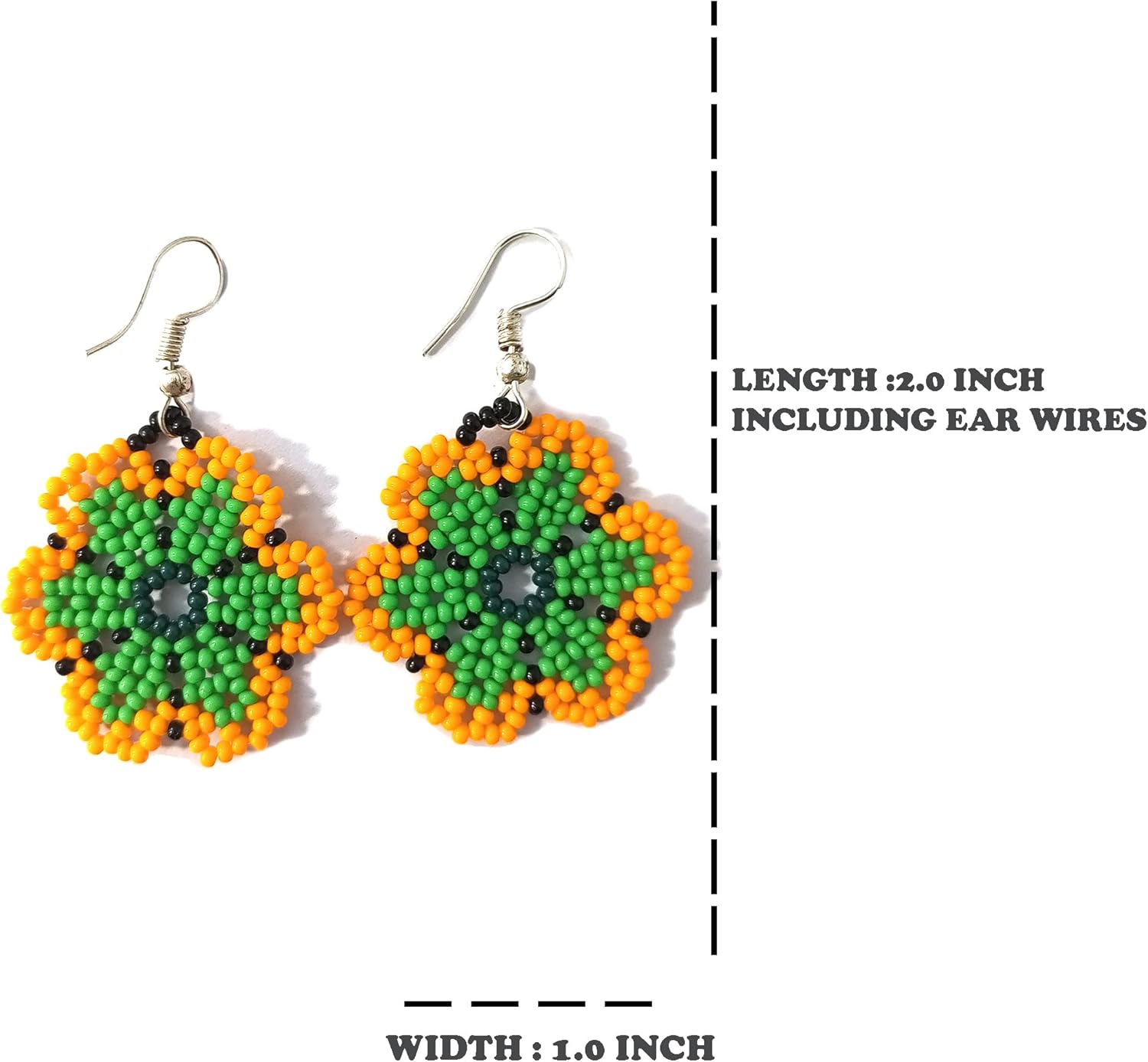 Long Beaded Dangle Earrings – Boho Native Handmade Seed Bead Tassel Earrings, Bohemian Large Statement Beaded Drop Free Size