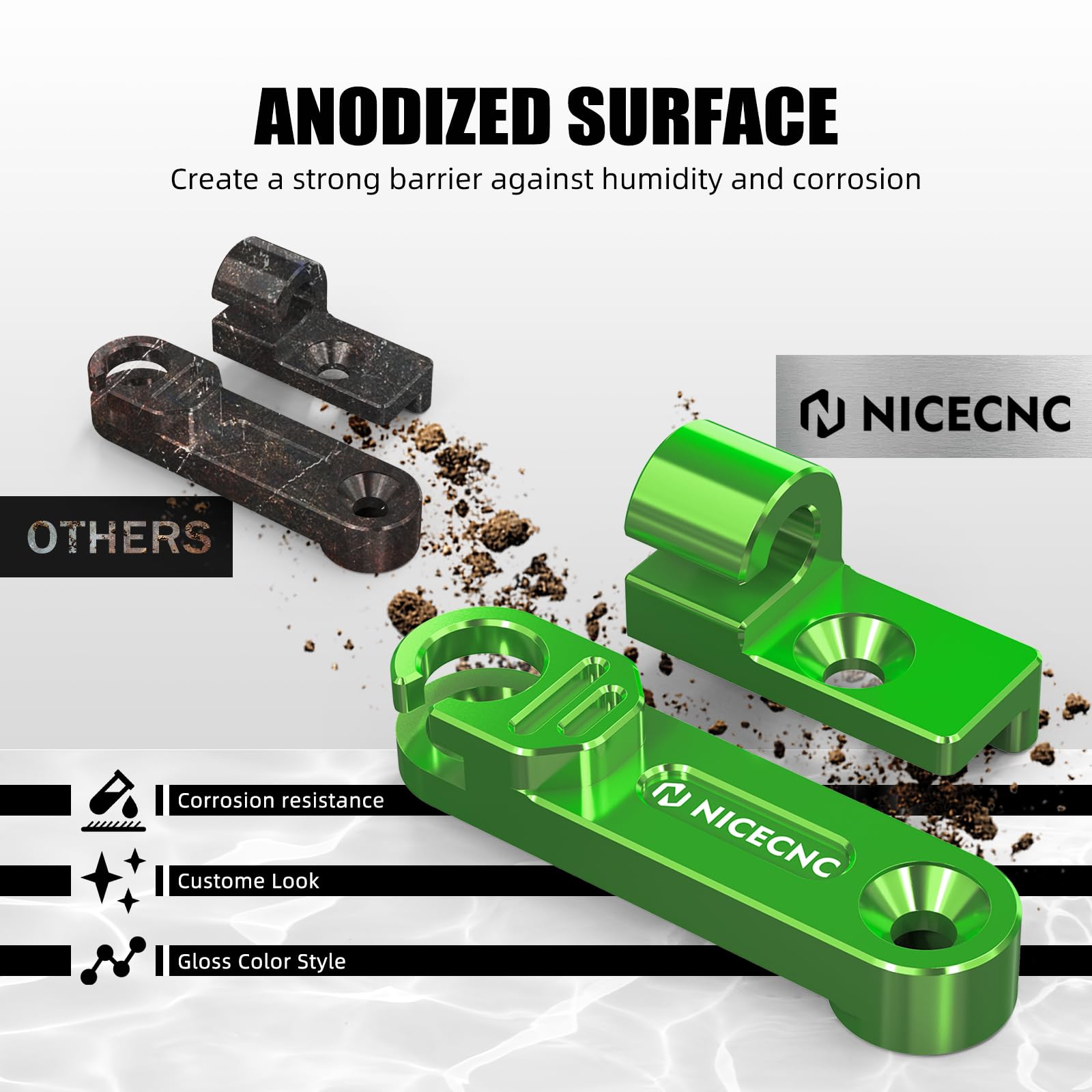 Brazo de embrague NICECNC compatible con Kawasaki KLR650 2008-2024, aluminio, verde