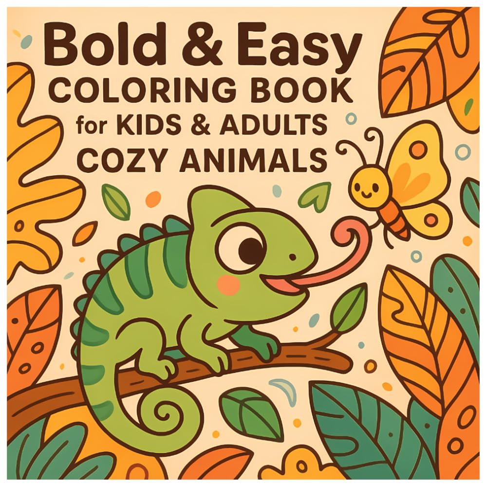 Bold & Easy Coloring book for Kids & Adults - Cozy Animals (Bold & Easy Coloring Book For Kids - Color Me)