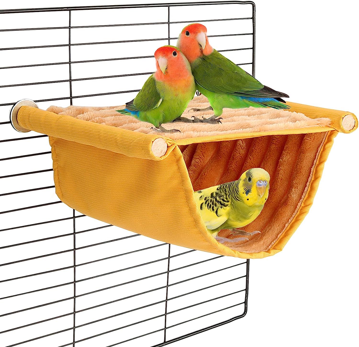 KUTKUT Winter Warm Bird Nest Bed Hanging Hammock Snuggle Hut Parrot House Tent Toy Bird Cage Perch for Parakeet Budgies Cockatiels Lovebird Cockatoo Finch Hamster (Size: S)-image-5