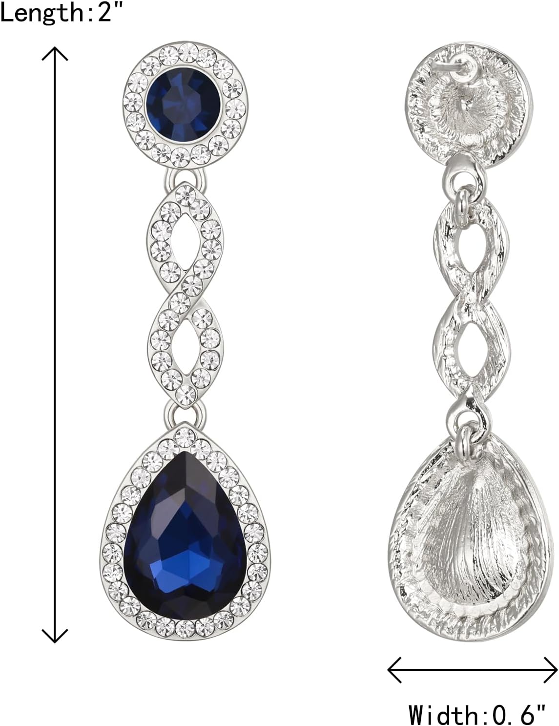 Crysdue Women's Rhinestone Bridal Chandelier Dangle Earrings for Wedding, Spiral Infinity Stunning Crystal Teardrop Jewelry for Prom Party - Image 5