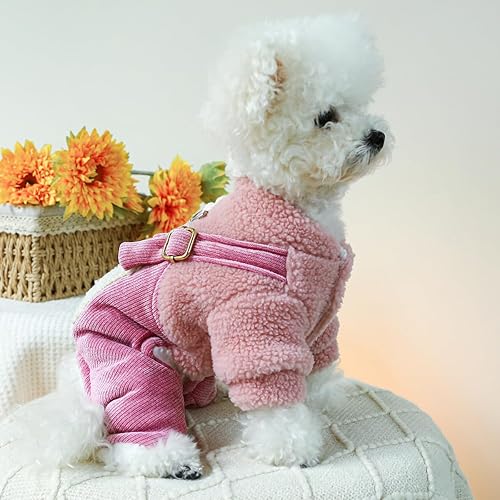 Miniatura 2 de Ropa para cachorros, pijamas para perro, trajes de invierno, abrigo para perros pequeños, overol de forro polar con patrón de corazón, pantalones de