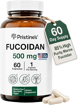 PRISTINES Fucoidan 500MG Immunity Supplement Capsules - 60 Day Supply - Brown Seaweed Extract - Potent Herbal Antioxidant Lung Health & Skin Health Support