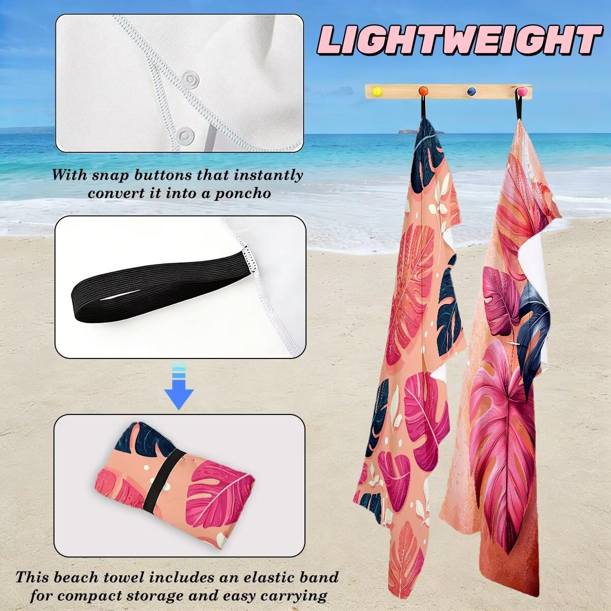 Ręcznik plażowy 100 x 200 cm, ręcznik gimnastyczny z mikrofibry szybkoschnący zestaw 2 ręczników plażowych, lekki kompaktowy ręcznik z mikrofibry duży do podróży, prezent dla mężczyzn prezent dla