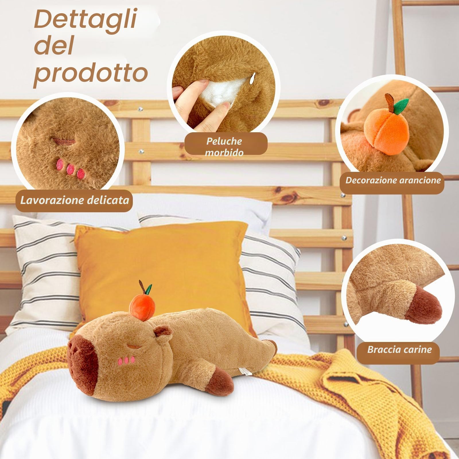 Capibara Peluche Gigante, 60cm Peluche Capybara, Capybara Cuscino, Pupazzo Capibara Gigante, Capybara Plush Toy