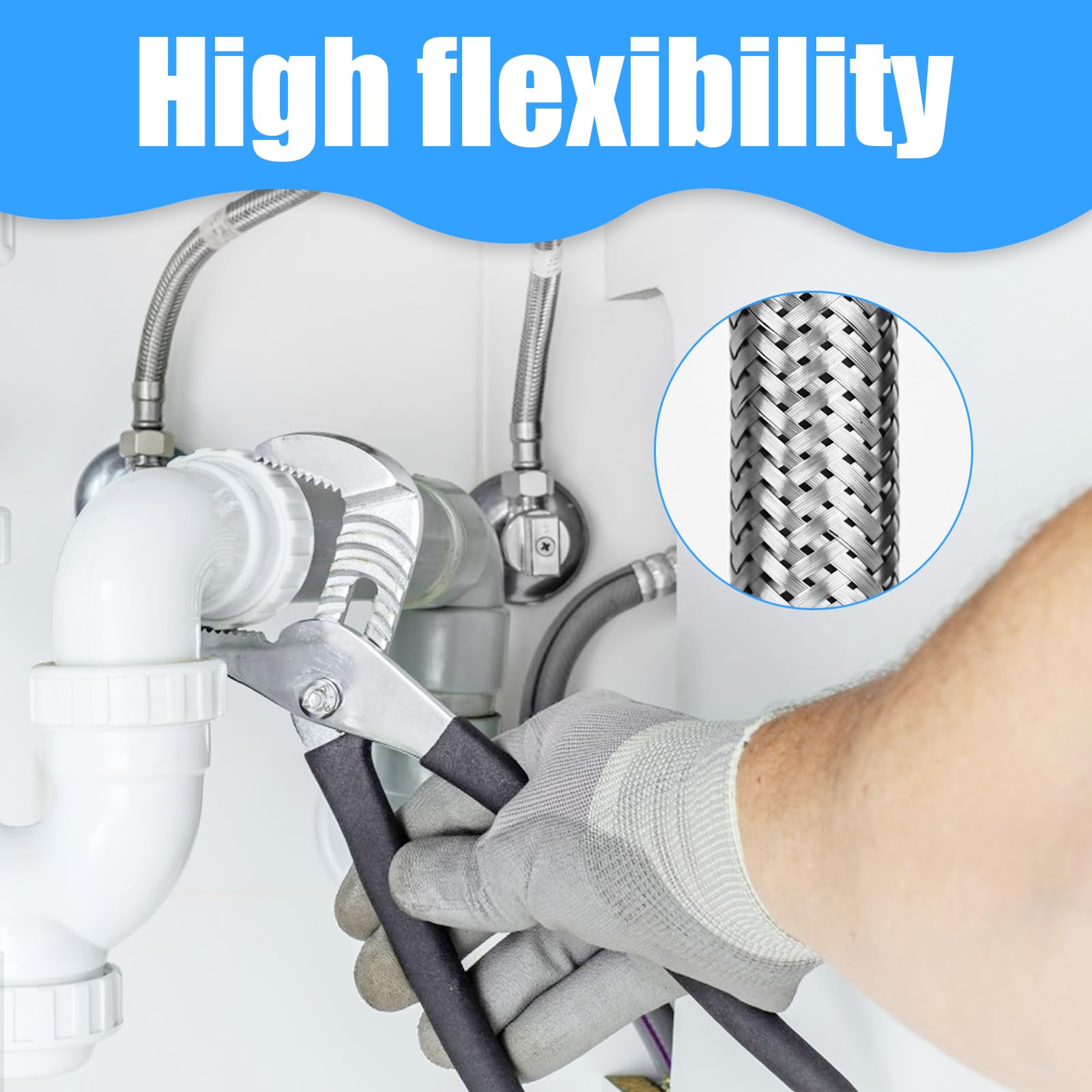 4x Flexschlauch 3/8" Edelstahl - 20cm & 10cm Für Wasserhahn & Waschmaschine