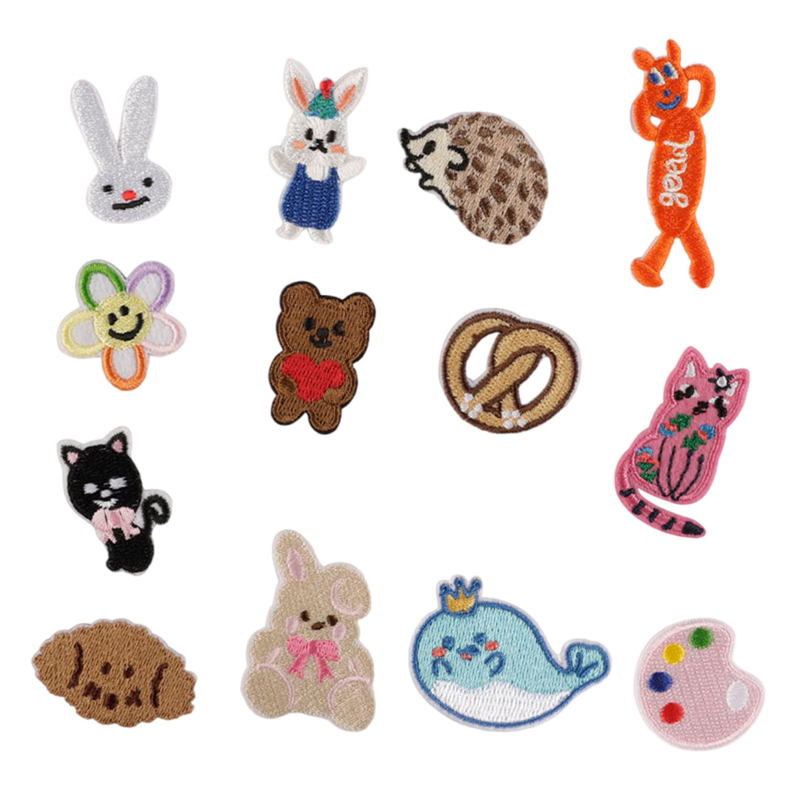 Xjdzineq 13 Pcs Bear Sew On/Iron on Patches Cats Embroidered Flowers Sewing Applique for Backpacks Decorations
