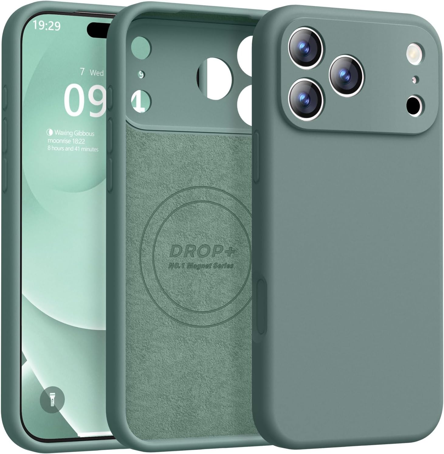 Ktele Magnetic for iPhone 17 Pro Max Case [Compatible with Magsafe] [Premium Silicone Satin-Smooth Touch] Slim Shockproof Anti-Scratch Microfiber Lining Case, 6.9 inch, Pine Green