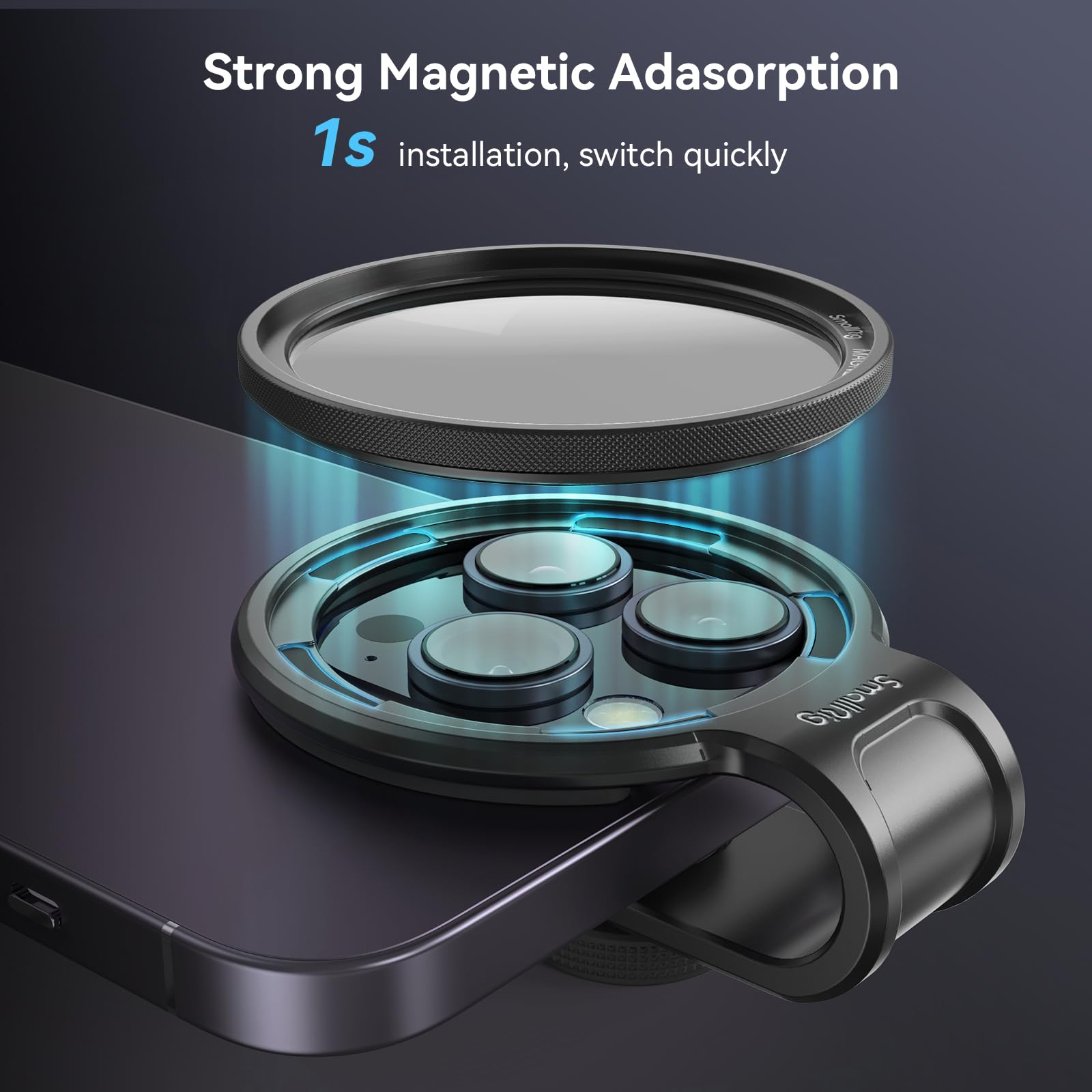SMALLRIG Kit Filtri Polarizzatori Circolari Magnetici da 52 mm (CPL + Anello Universale) per Telefono - 4389