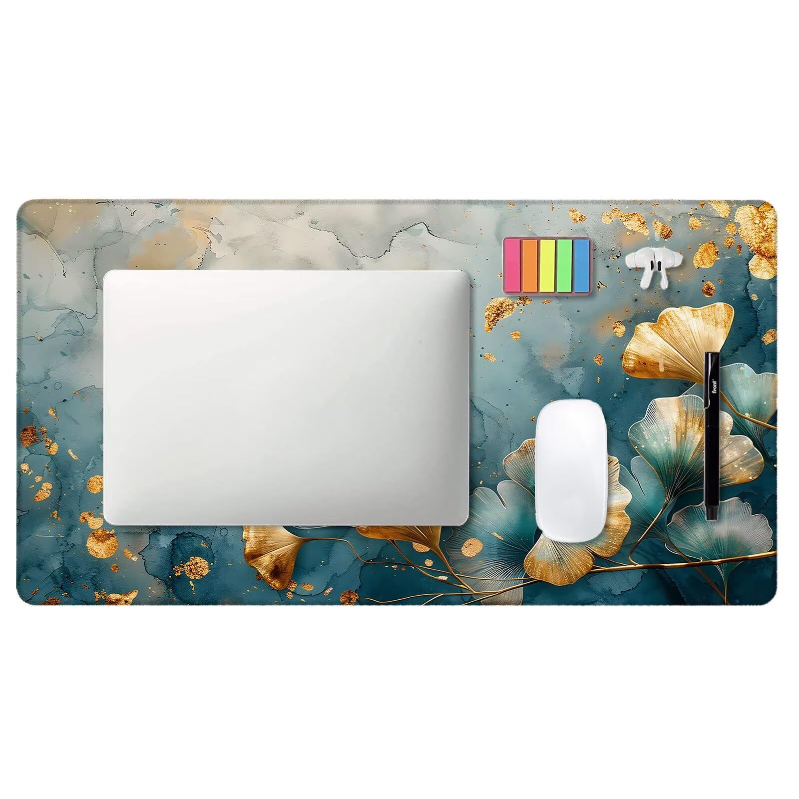 Alfombrilla Ratón Gaming, 1500x600x4 mm Alfombrilla Ratón XXL Retro, Impermeable Alfombrilla Escritorio con Tela de Micro Tejido Superior, Base Antideslizante, Mousepad para Juego (Gingko Biloba) G-5