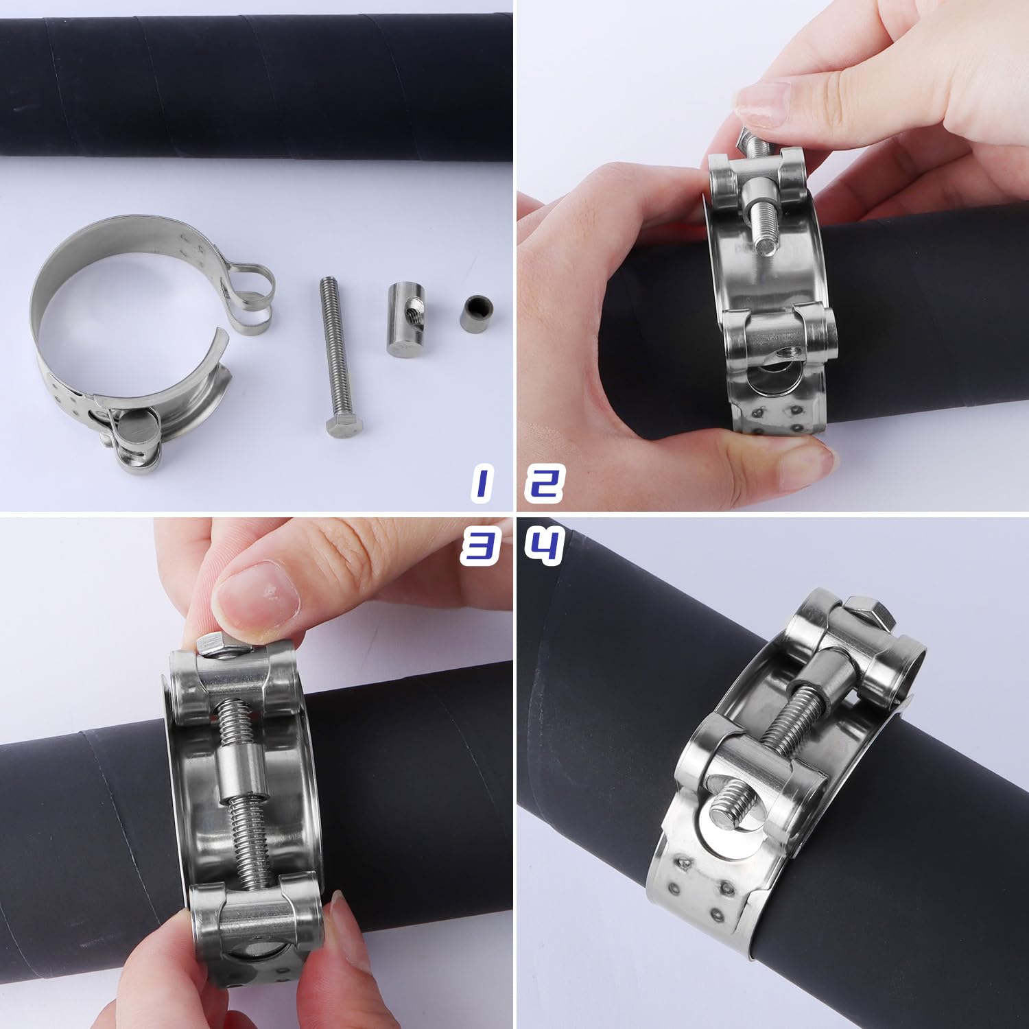 Fascette Scarico Moto 4Pezzi - Morsetti Regolabili Acciaio Inox Per Tubi Turbo 26-28mm | Auto E Industriali - Foto 12