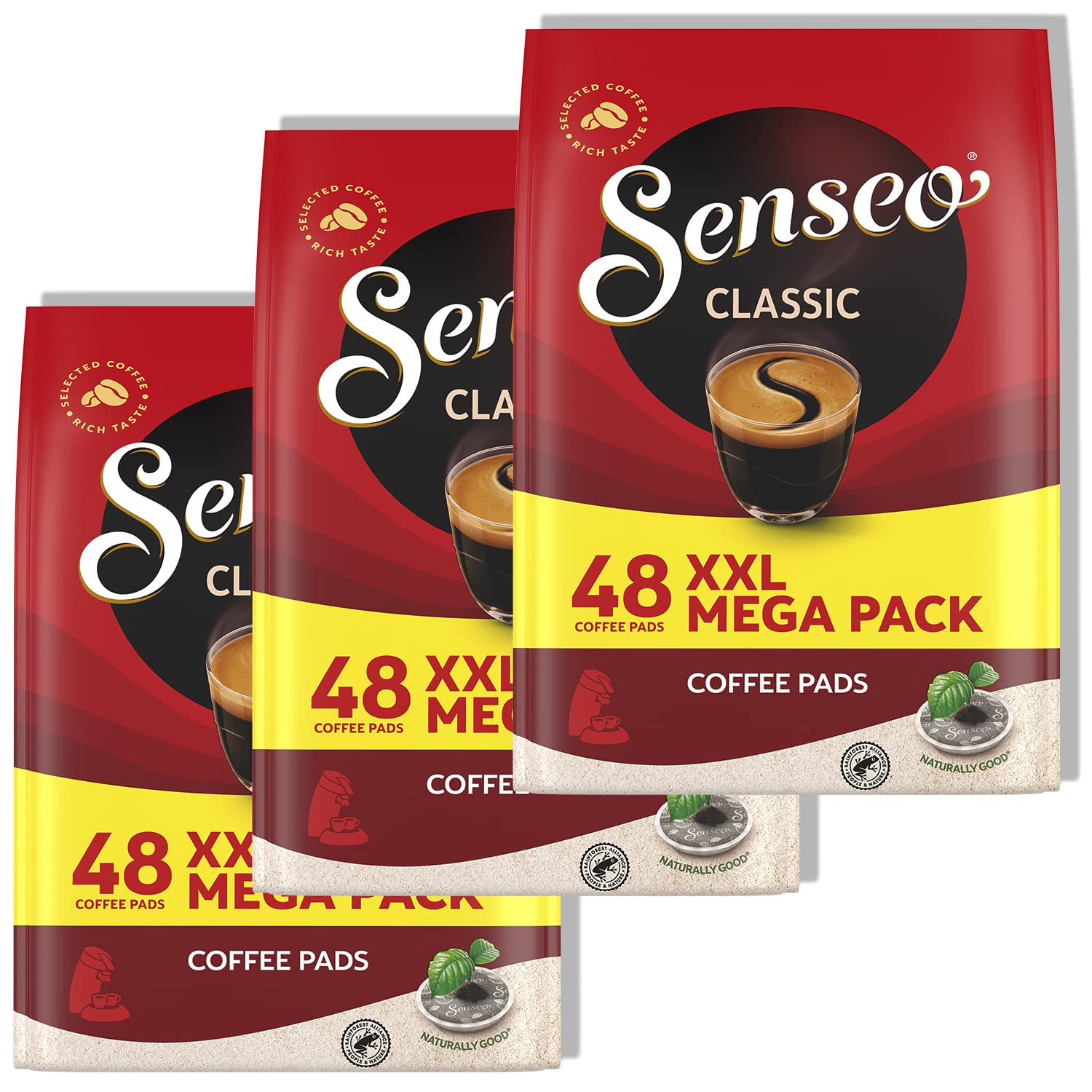 Coffee Pods Classic, Pack of 3, Intensive, Full Bodied Coffee Flavour – 144 Pods