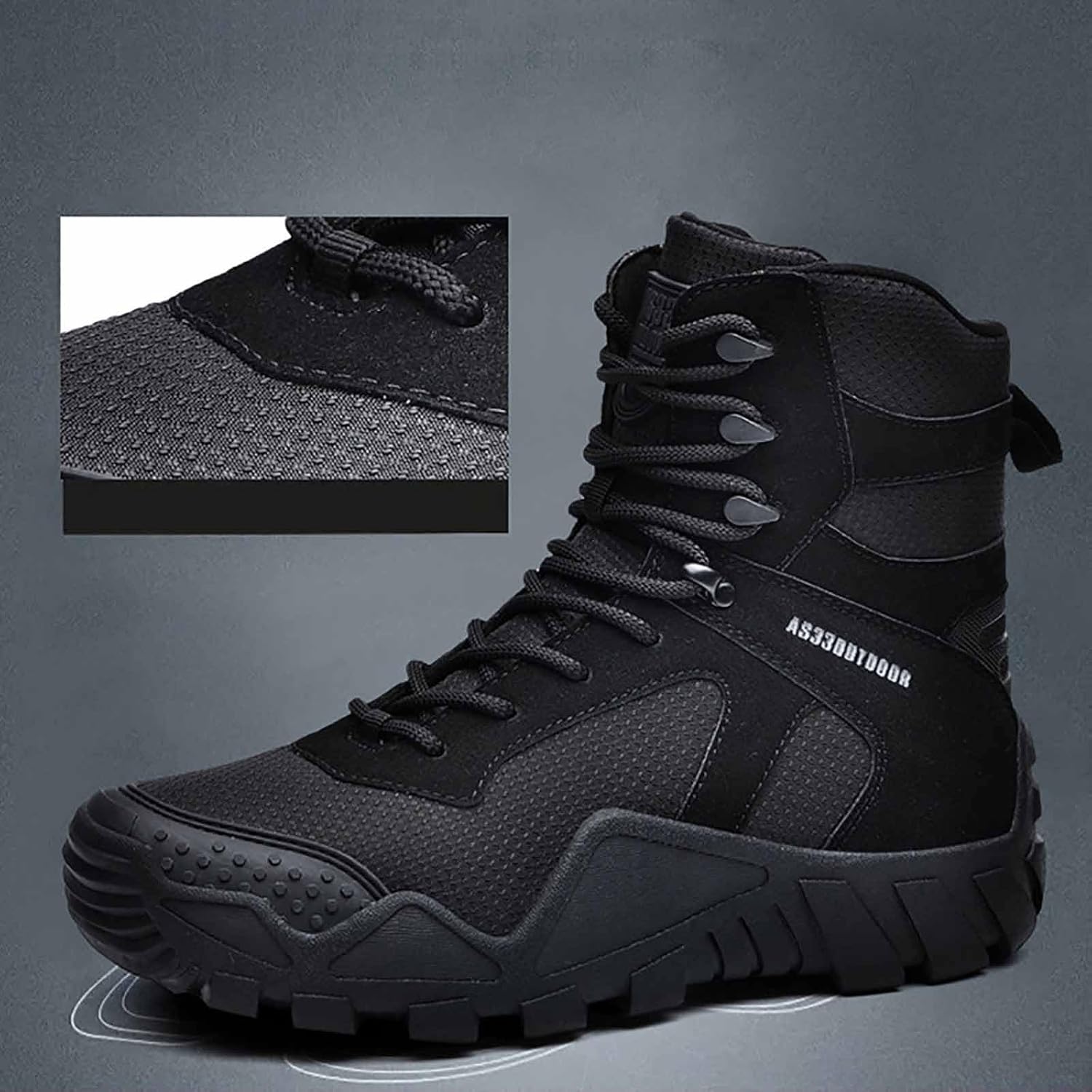 CLSQLXYJZC Men's Tactical Work Boots, Men’s Tactical Boots Hunting Boots with Sports Socks Lightweight Combat Boots Water Resistant Non-Slip Hiking Boots for Men