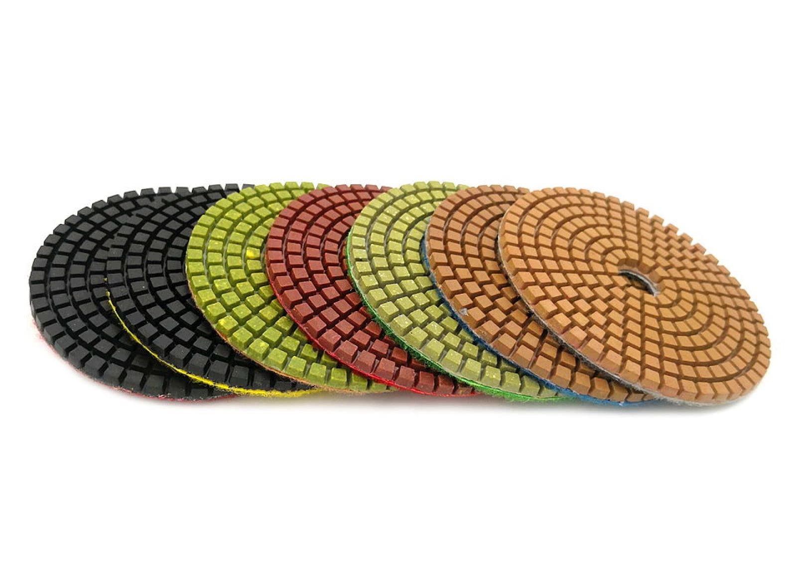 Almohadillas pulidoras de diamante, Juego de 7 almohadillas for pulir hormigón con diamante de 4 pulgadas, 100 mm, herramientas de pulido de suelos de resina, discos de pulido de piedra for pulido en