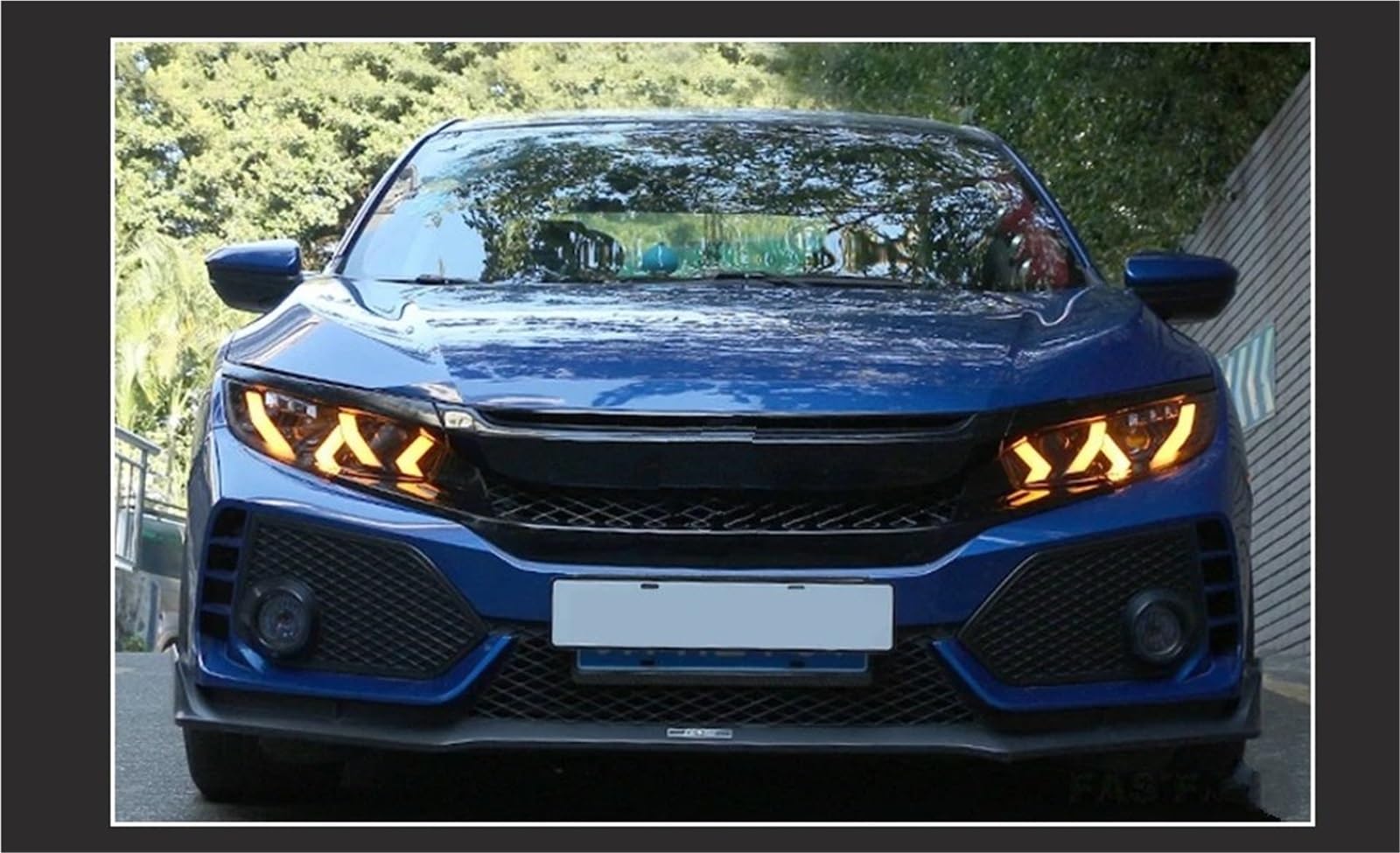 Gruppo Ottico Anteriore per Auto Civic X 2016-2021, fari Plug And Play con luci diurne a (DRL) e indicatori di direzione, 1 Coppia di fari Anteriori (DRL Rossi).