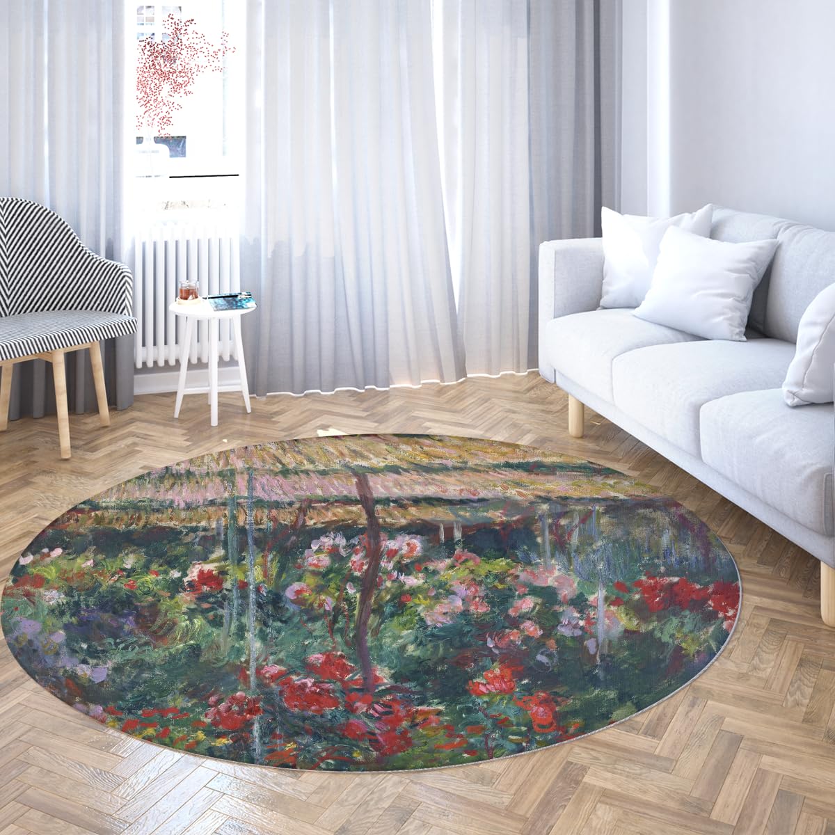 Runder Teppich 120cm Rote Blumenteppiche für den Eingang