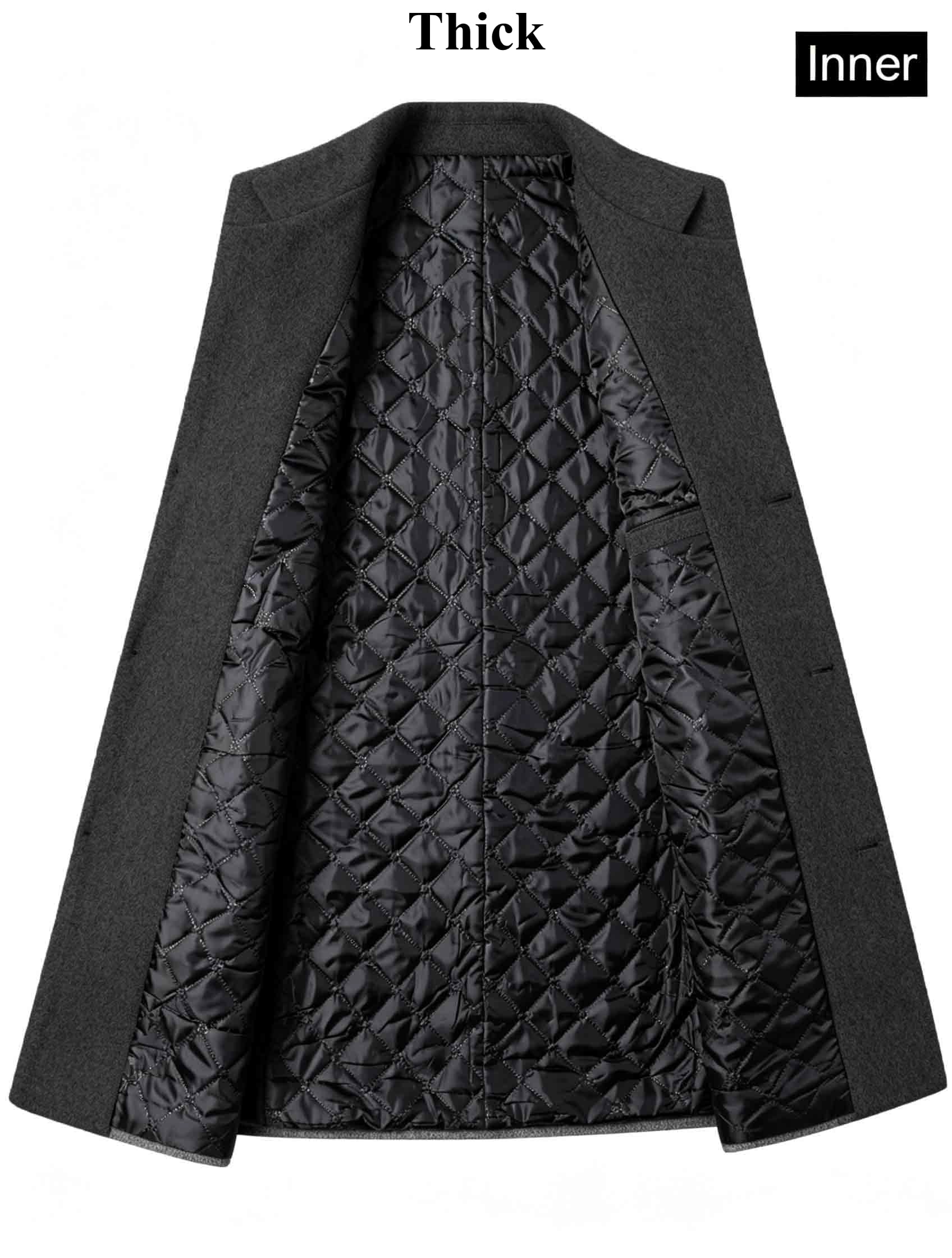 FTCayanz Cappotto da uomo in misto lana slim fit top coat monopetto cappotto da lavoro