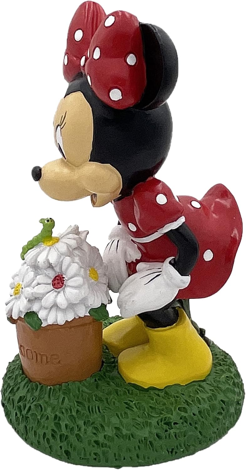 Disney Minnie Mouse with Caterpillar Everyday Outdoor Garden Statue, 8 inches Tall, Officially Licensed Disney Product