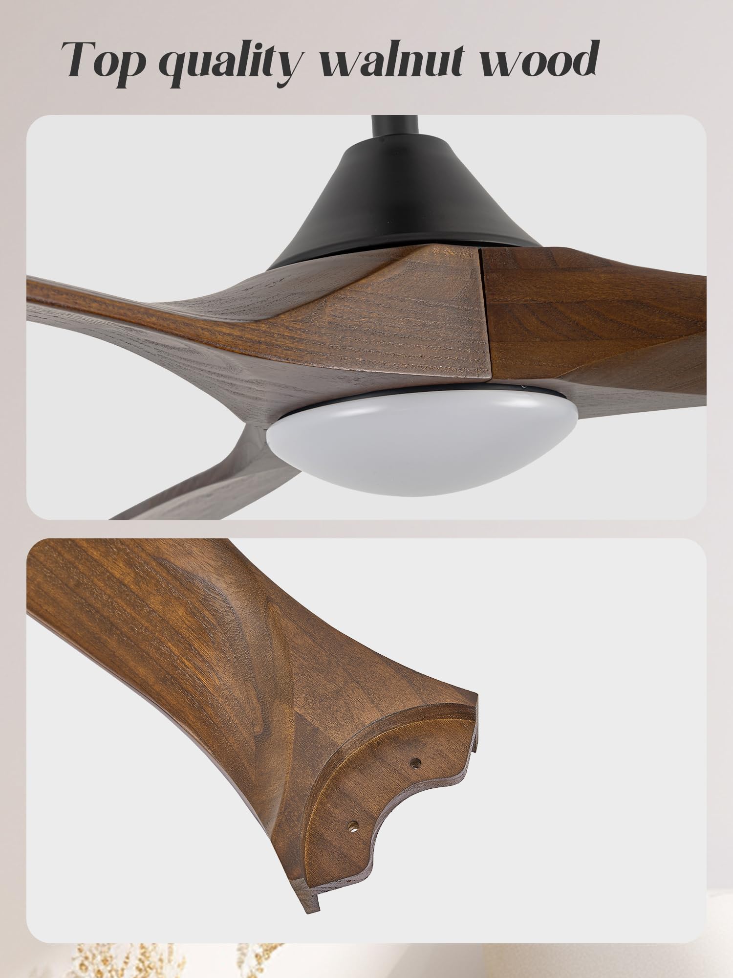 Ventilatore Da Soffitto In Legno Da 152 Cm Con Luce, Ventilatori Da Soffitto Per Interni E Per Esterni Con Motore Cc Reversibile, Ventilatore Da Soffitto Per Grandi Spazi Con Flusso D'Aria