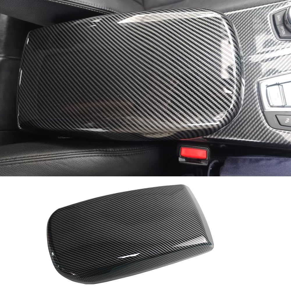 NEWNTSAME for BMW X3 X4 F25 F26 G01 G02 2011-2021 Car Center Armrest Box Cover Carbon Fiber Color Inner Console Box Storage Box Panel Protect Trim