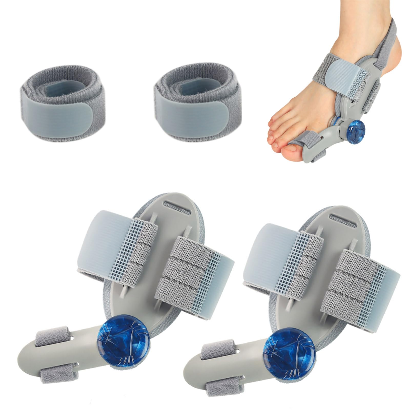 Generic Bunion Corrector for Women and Man Big Toe, Adjustable Bunion Splint for Bunion Corrector with Antislip Heel Strap and Silicone Pad for Left and Right Feet (Grey-blue button,2)