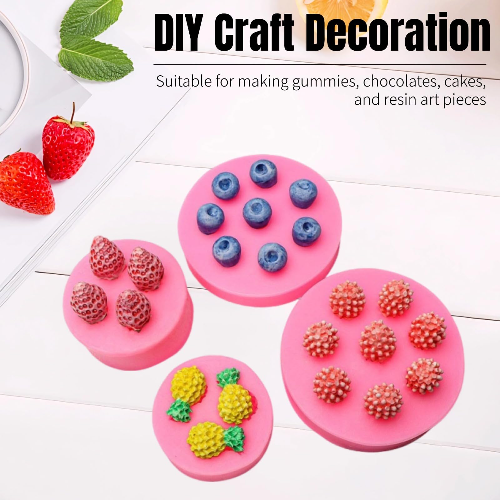 Moule Bougie 5pcs Fruits Moule Silicone Fondant Moules à Gelée En Forme De Fruits, 3d Mini Ananas Fraise Orange Myrtille Mûre Moule à Fruits En Silicone Pour La Décoration De Cupcakes Bonbons Moule Bougie 5pcs Fruits Moule Silicone Fondant Moules à Gelée En Forme De Fruits, 3d Mini Ananas Fraise Orange Myrtille Mûre Moule à Fruits En Silicone Pour La Décoration De Cupcakes Bonbons