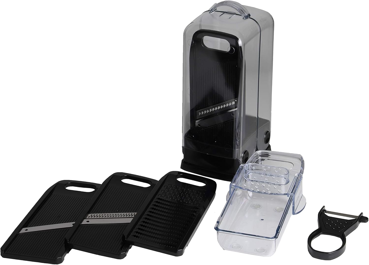 BLKP AZ-5088 Pearl Metal 5-in-1 Vertical Vegetable Cooker, Grater, Slicing, Julienne, Peeler, Limited Edition, Black