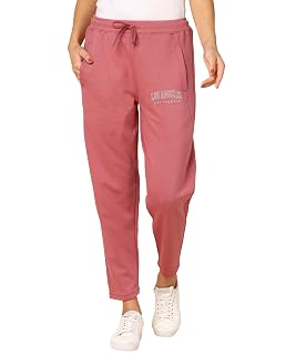 Alan Jones Clothing Women’s Ankle-Length Cotton Trackpant | Comfort Fit | Heavy GSM Fabric | Side Pockets | Drawstring Waist (Pink_M)