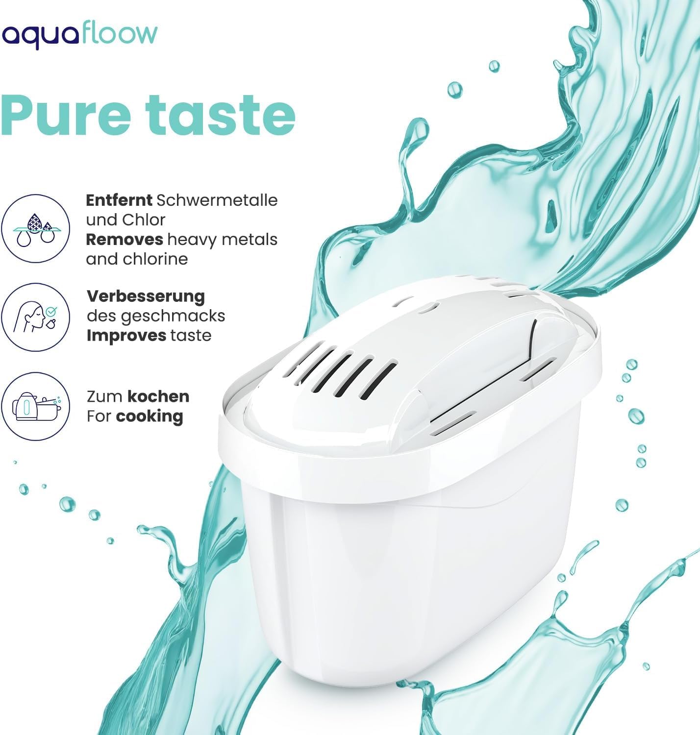 8 Cartouches Filtre Brita Maxtra+ Compatibles - 3 Étapes Filtration - Réduction Chlore/Plomb/Calcaire