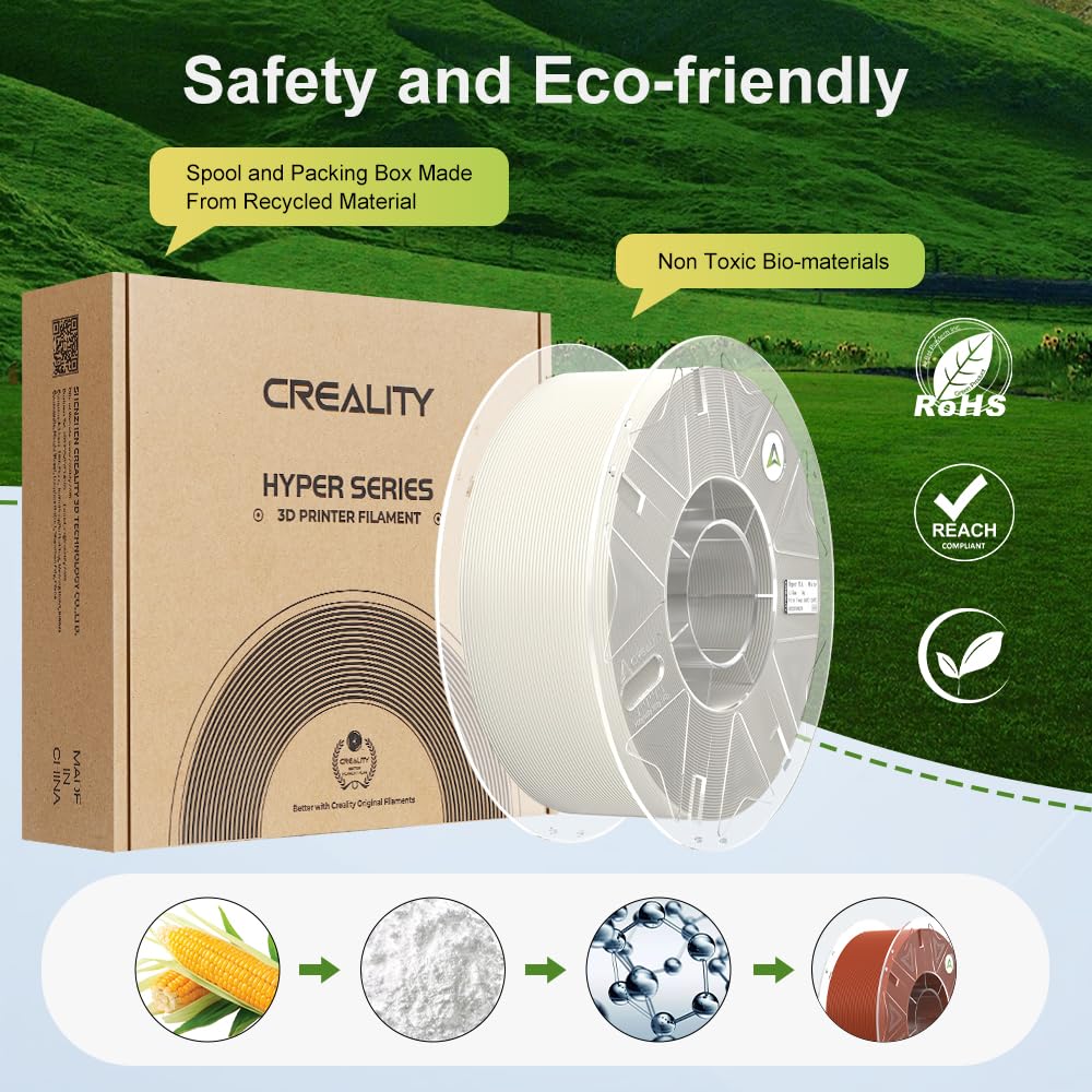 Creality Filamento ufficiale Hyper PLA bianco + nero 4KG, filamento RFID per stampa ad alta velocità, resistente, liscio, prestazioni di sporgenza +/-0,03 mm, 4 rotoli