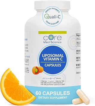 Core Med Science Liposomal Vitamin C 1000mg, 60 Capsules - Non-GMO Natural Liposomal Vitamin C Supplement that Promotes Healthy Skin - Immune System Booster for Adults, Supports Collagen Formation
