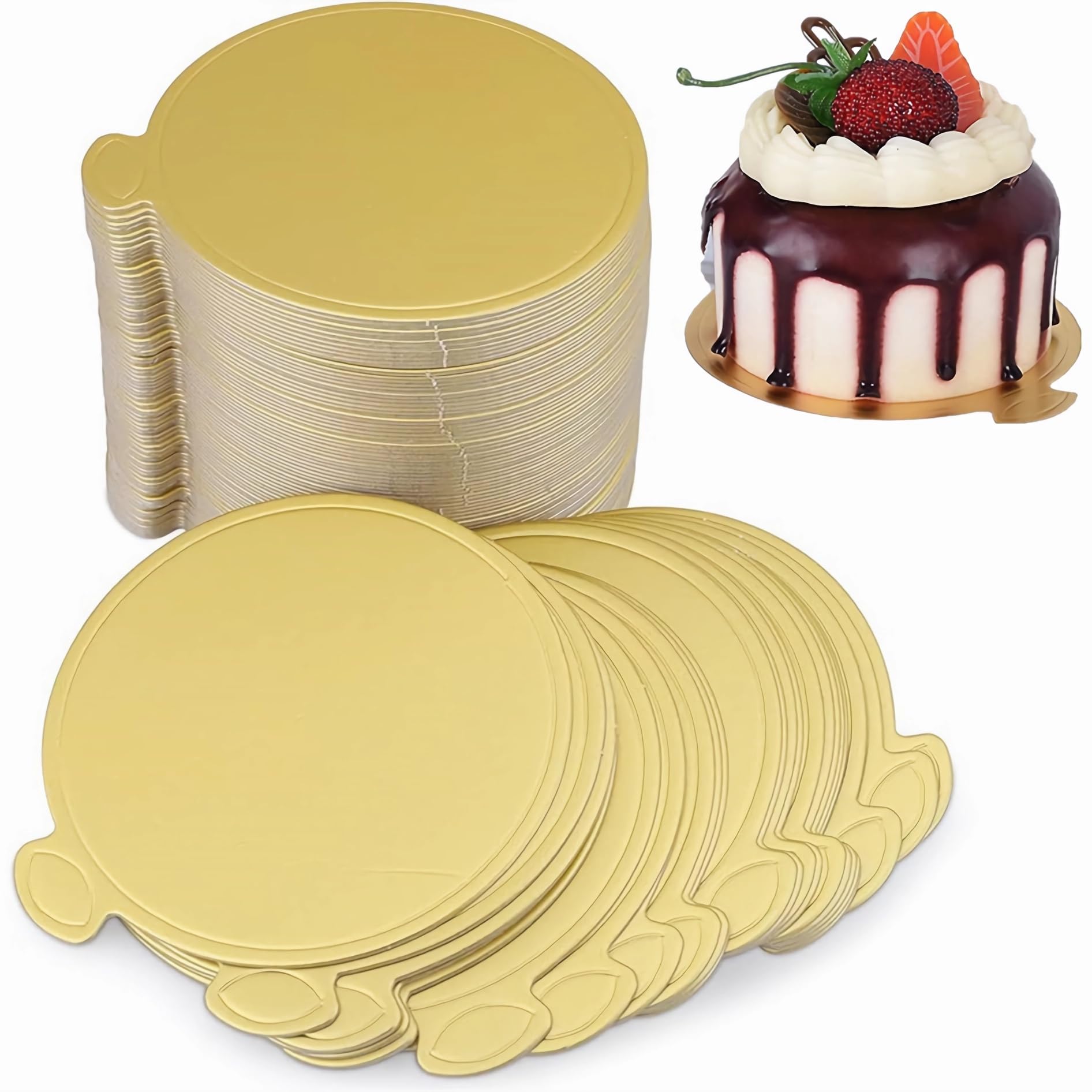 100 Pezzi Mini Vassoi per Torte da 9cm, Vassoi Rotondi in Cartone per Mousse, Cartone Tondo per Dolci, Cake Boards Pasticceria, Vassoio Espositori per Torta, Pasticceria
