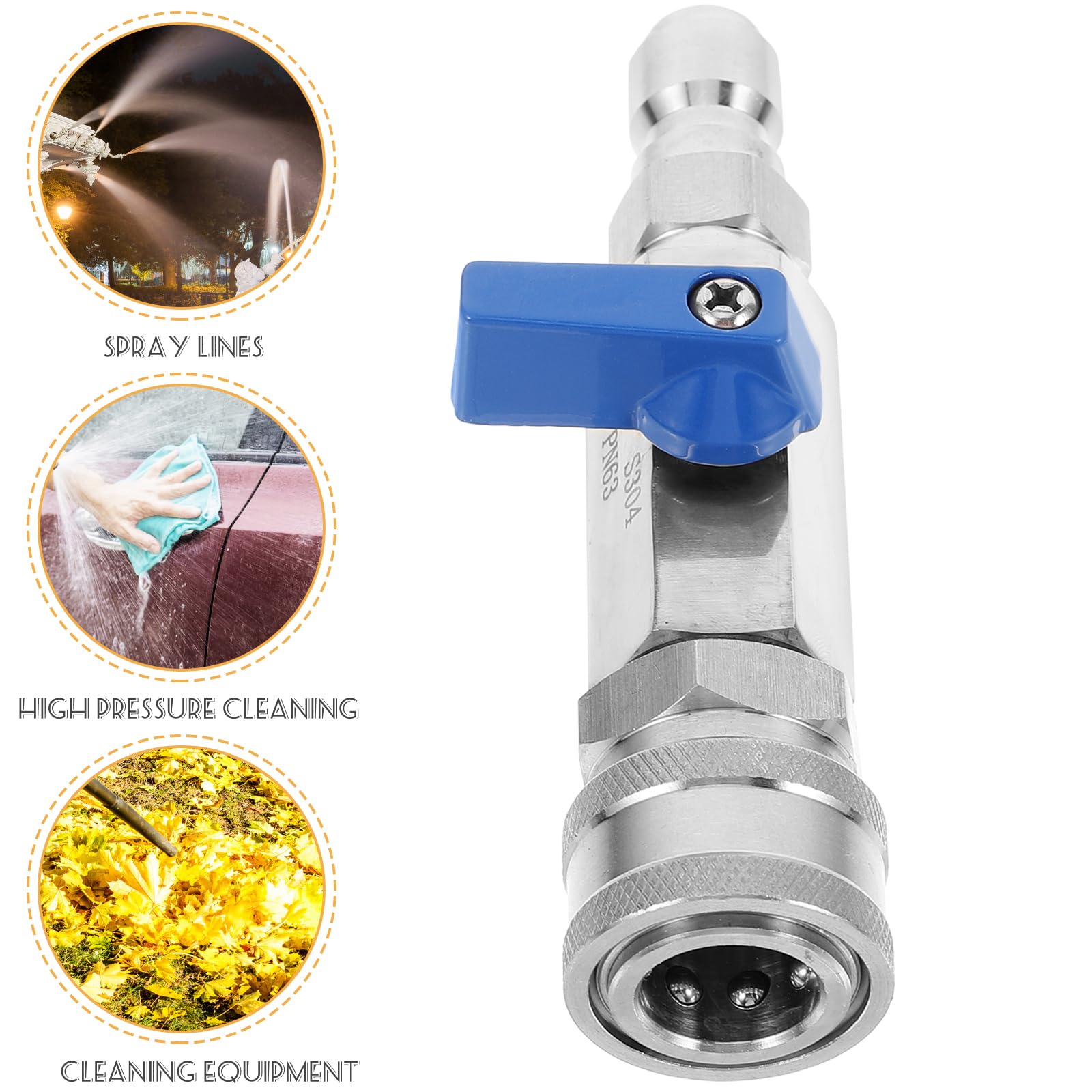 YARNOW Edelstahl Kugelhahn Für Hochdruckreiniger Schnellanschluss Hochdruck Kugelhahn Für Schlauch Und Reinigung Robust Und Langlebig Optimale Druckleistung