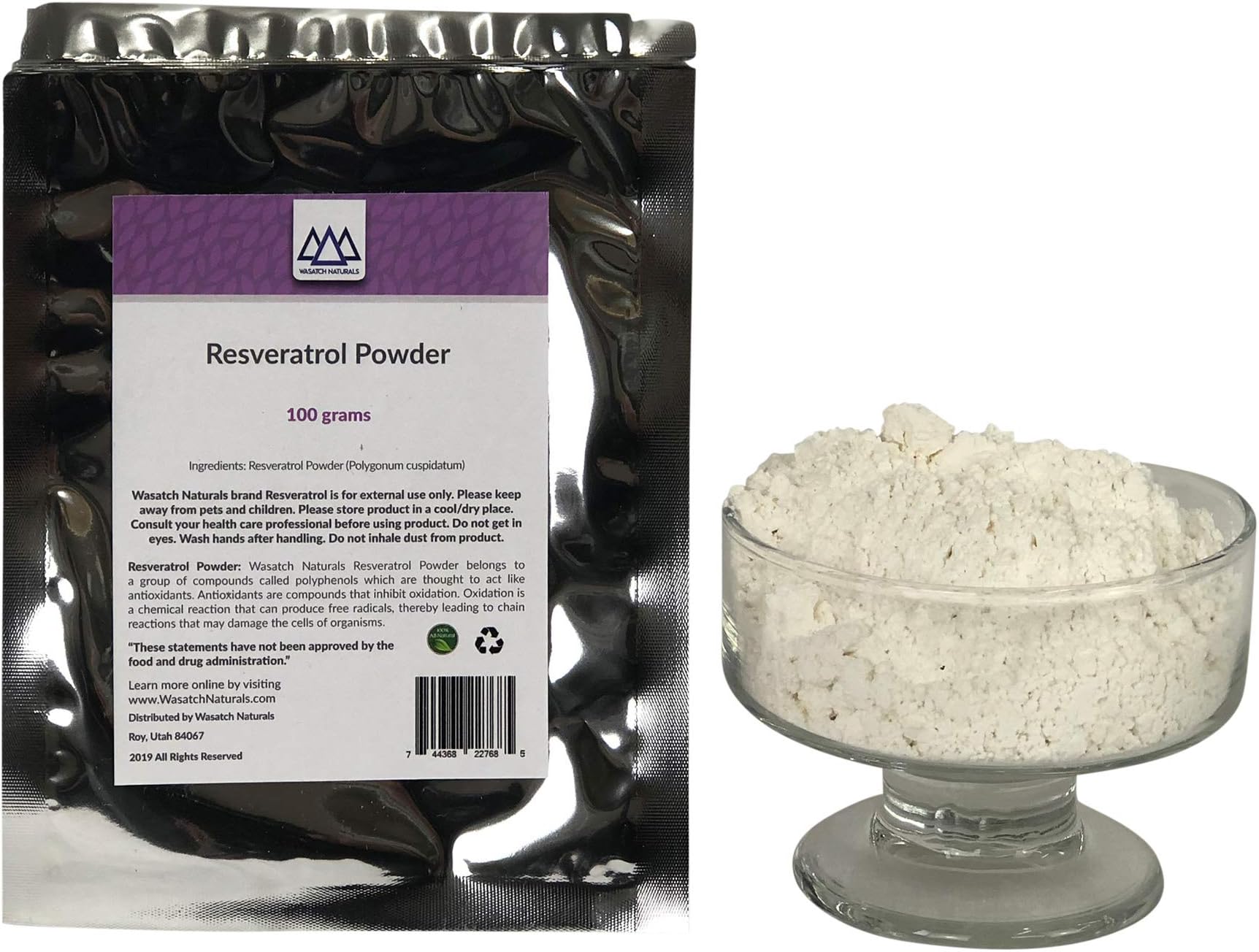 Resveratrol Powder 100 Grams Wasatch Naturals