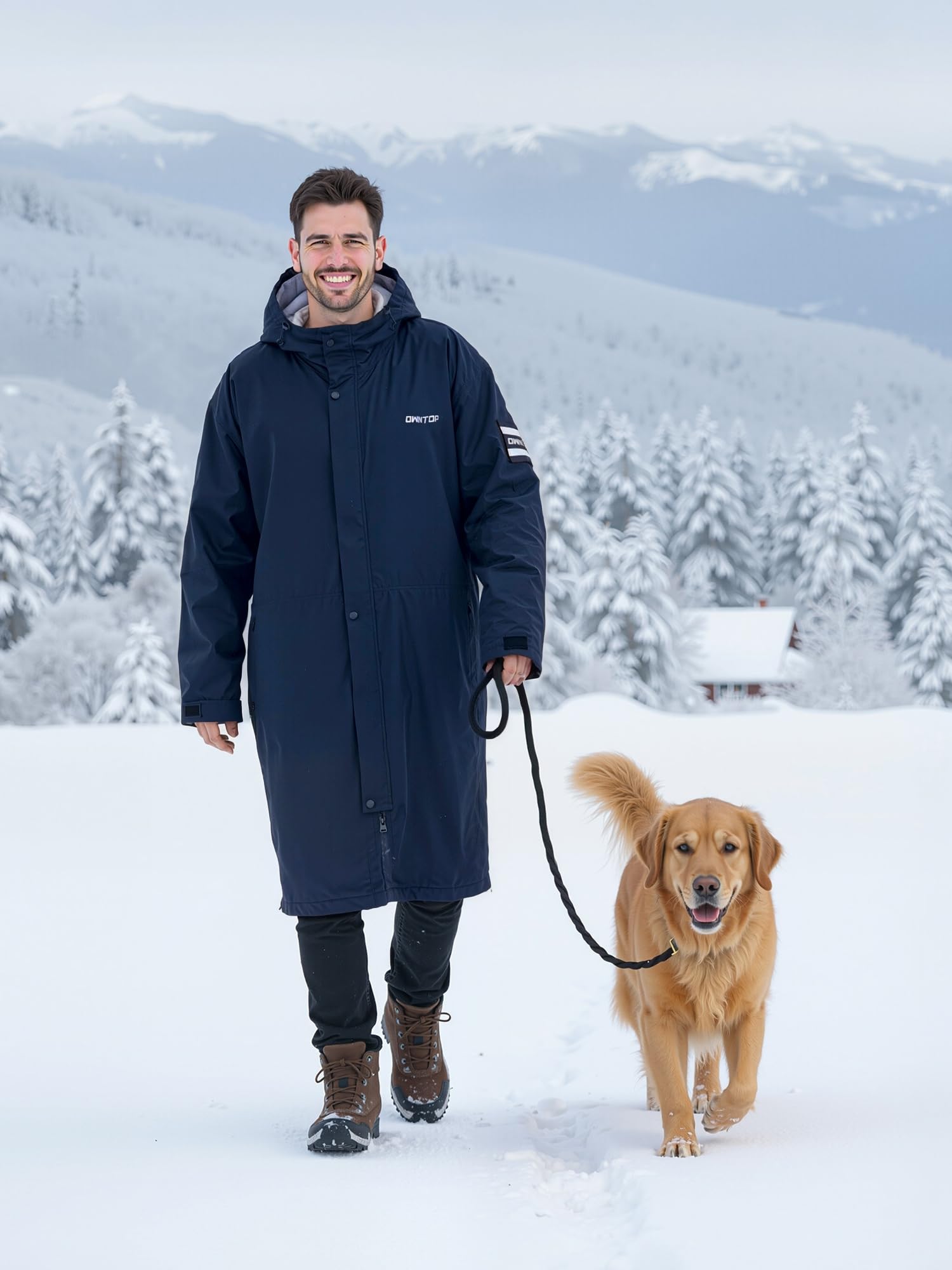 Owntop Wasserdichter Wickelmantel für Damen Herren – Quick-Dry Strand Schwimm Mantel, Winddichter Übergroßer Langarm Mantel mit Kapuze Borg-Fleece-Futter (Unisex für Erwachsene Kinder)