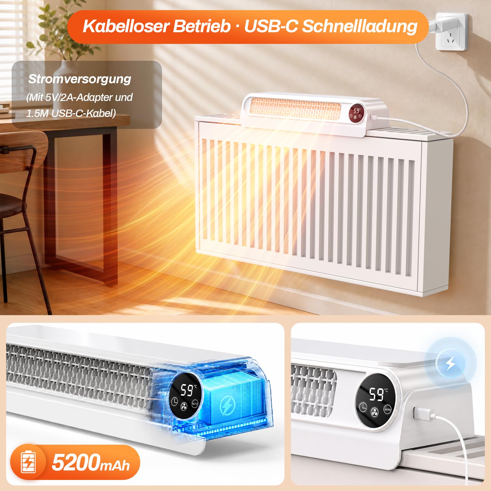 Wentylator grzewczy, inteligentny wentylator turbo