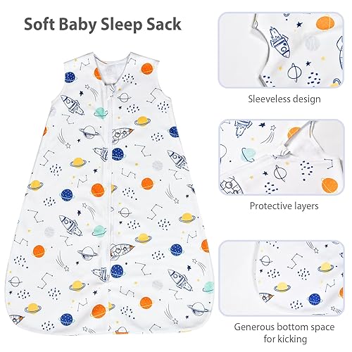 Miniatura 4 de david's kids Saco de dormir de micro forro polar para bebé de 6 a 12 meses, mantas suaves para bebé con cremallera de 2 vías, paquete de 2 cómodos