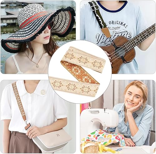 Miniatura 5 de FINGERINSPIRE Cinta de jacquard de 7.66 yardas de 1.969 in de ancho con flores de diamante metálicas, cintas de bordado de estilo étnico, cinta de