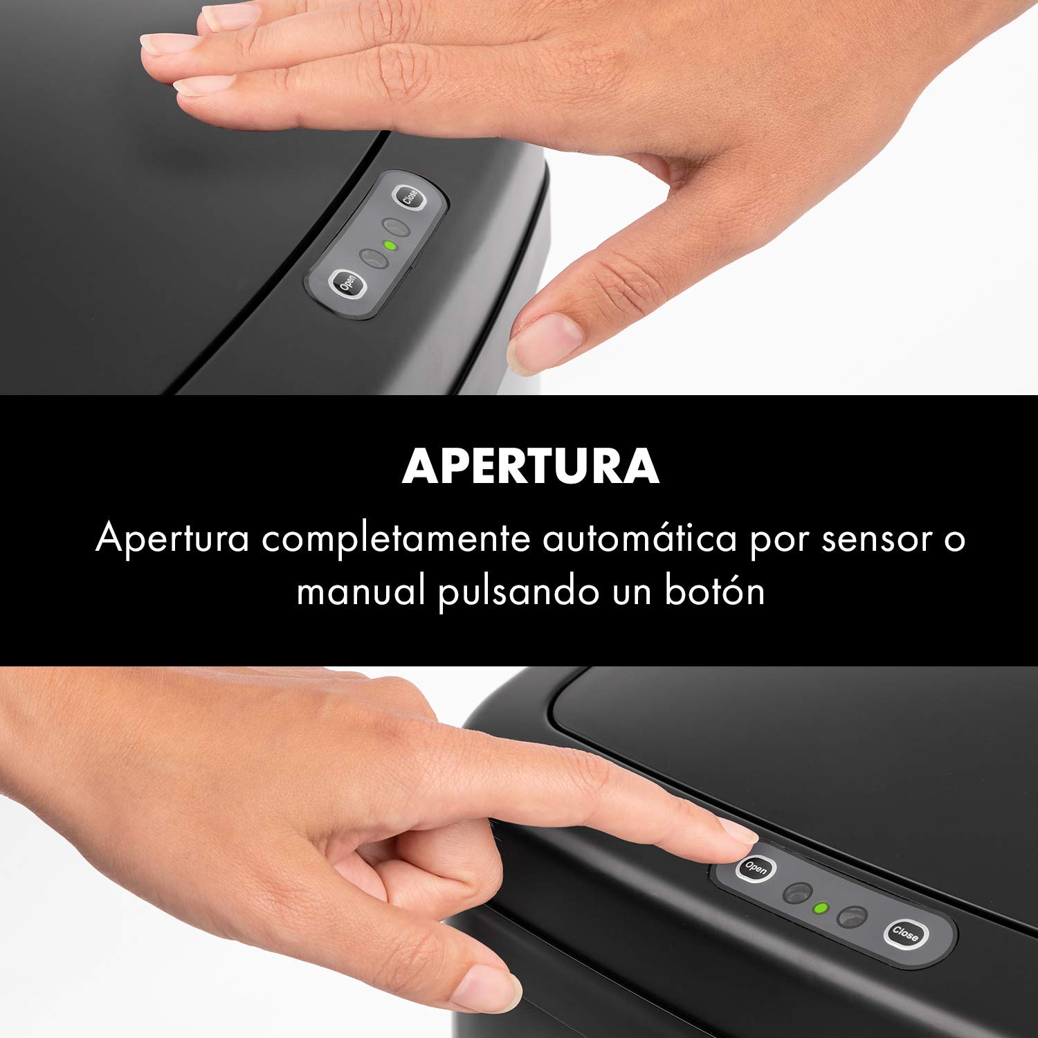 KLARSTEIN Cleansmann Cubo de basura con sensor, capacidad de 30 litros, touchless: apertura y cierre automáticos, soporte para bolsa, materiales: tapa de plástico ABS, negro