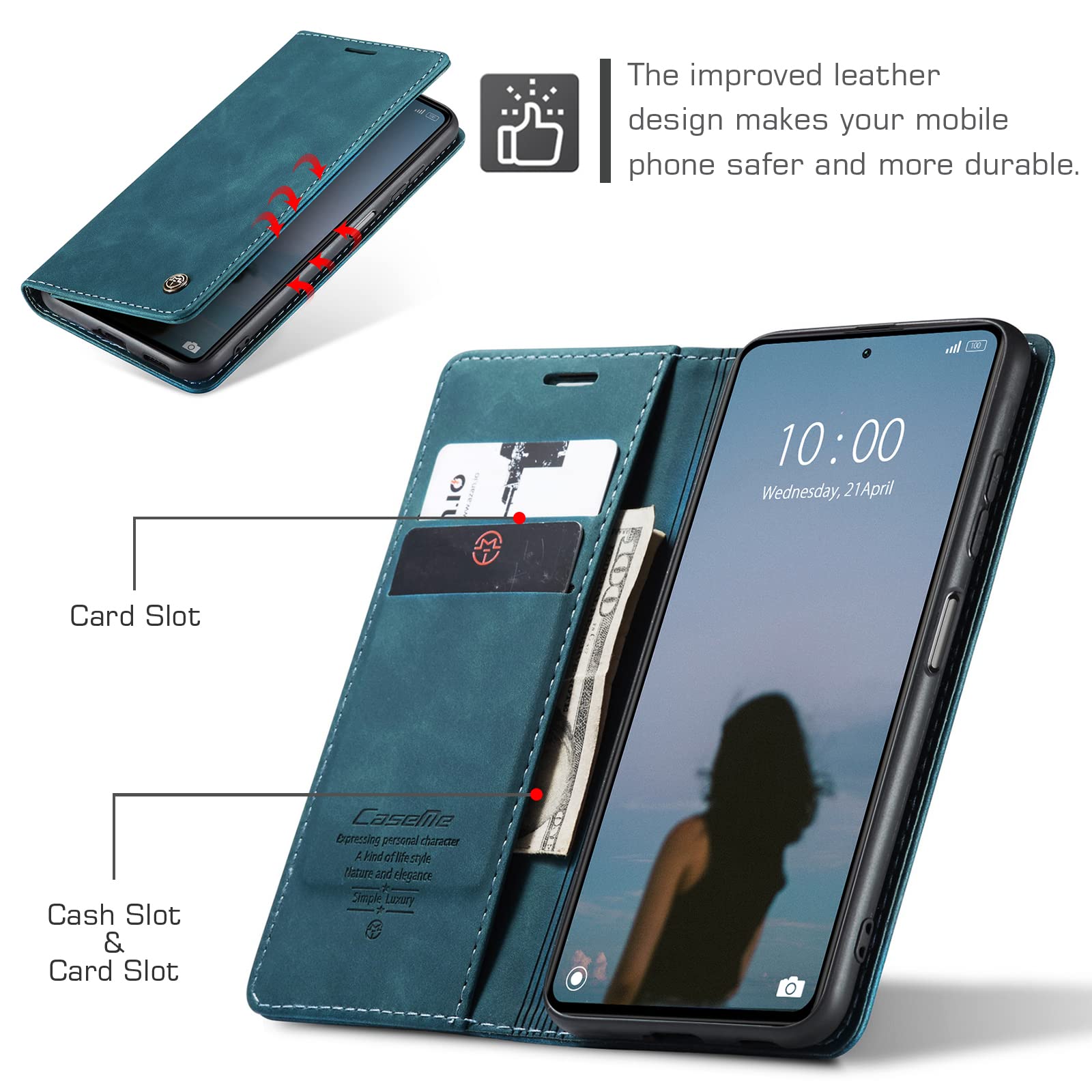 WBWONE Cover In Pelle PU Per Xiaomi Redmi Note 12 Pro+ - Custodia Flip Portafoglio Con Supporto E Slot Carte, Verde