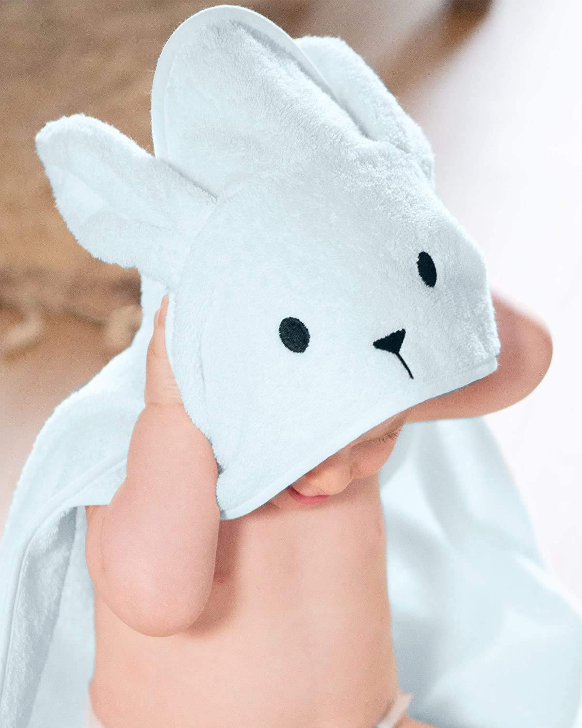 HYGRAD® 100% Cotton Unisex New Born Baby-Soft Hooded Towel 450GSM Size 70x70cm Great For Baby Shower Xmas Gift (Powder Blue)