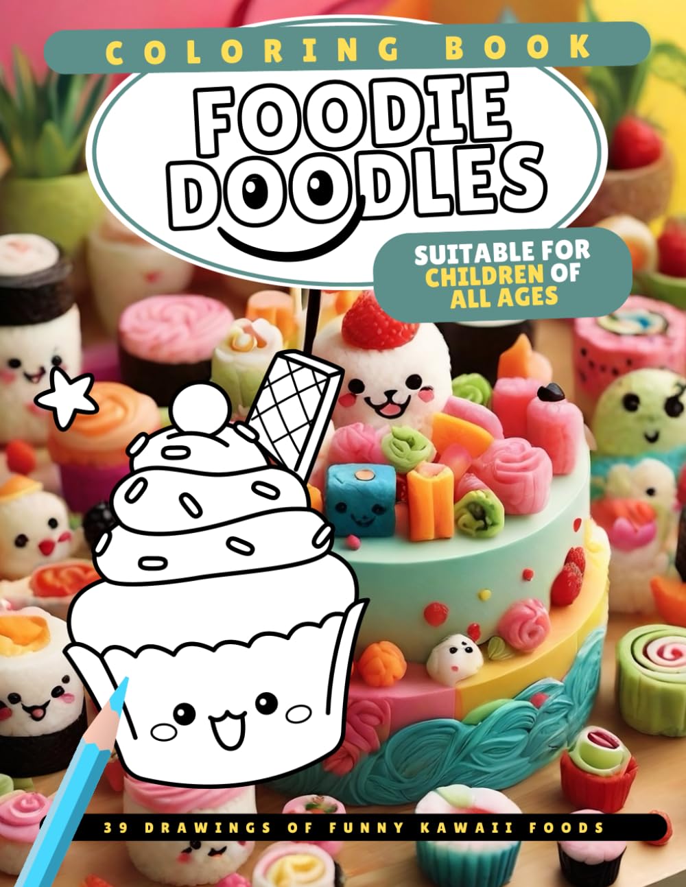 FOODIE DOODLES - Coloring Book: Cute Kawaii Food: Featuring Adorable Desserts, Cupcakes, Donuts, Ice Cream, Delicious Fast Food and much more!