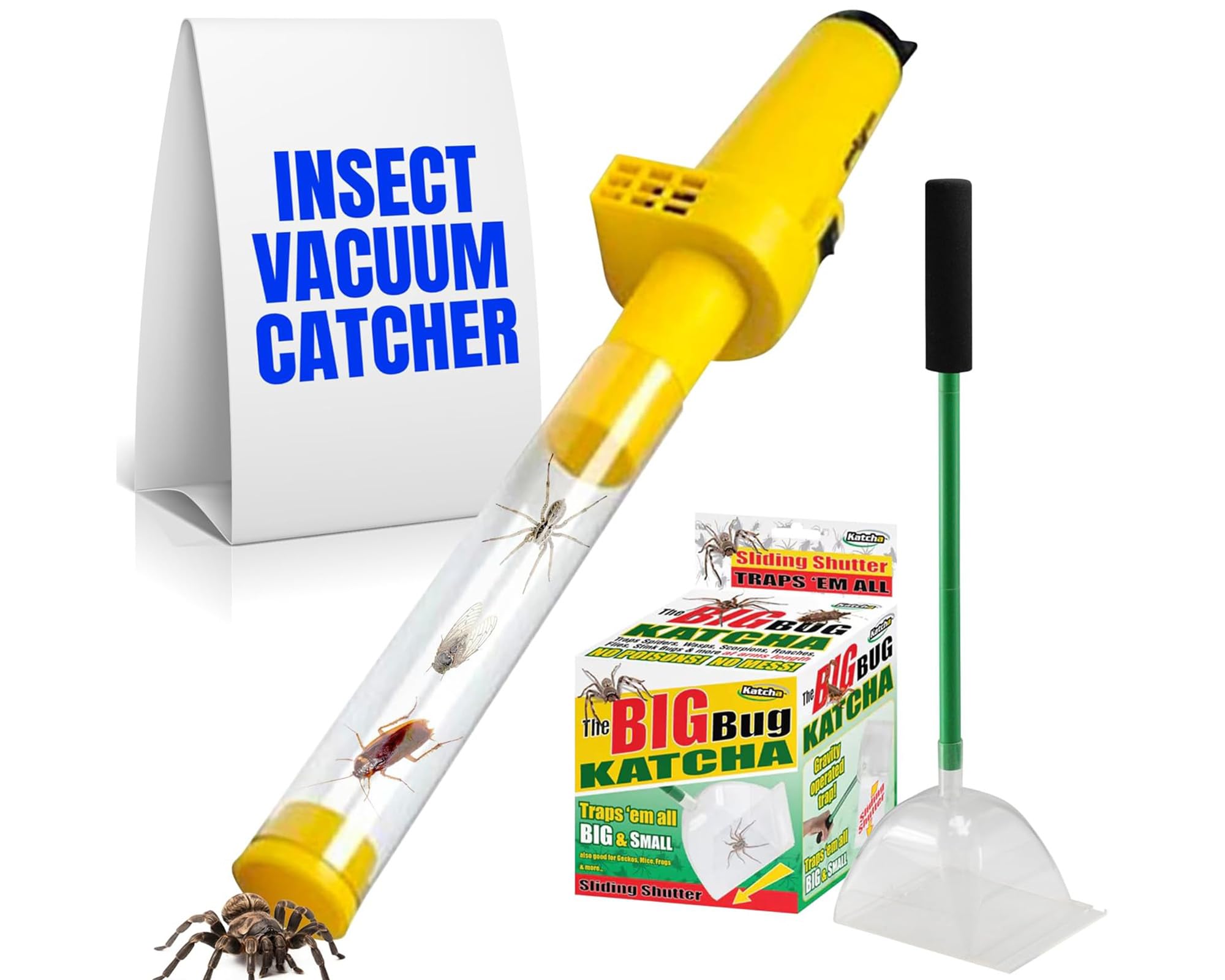 Sonic Technology Bug Catcher & Vacuum Combo: Cordless Insect Vacuum for Spiders, Cicadas, Stink Bugs - Adult/Kid Friendly Humane Bug Buster, Spider Catcher, LiveTrap with No-Harm Trap
