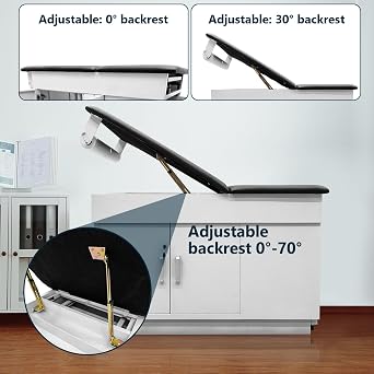 Medical Exam Table with Drawers, Built in Stool, Cabinet, Leg Rest & Paper Towel Dispenser - Adjustable Medical Treatment Table with Storage, 72 L x 31 H x 28 W