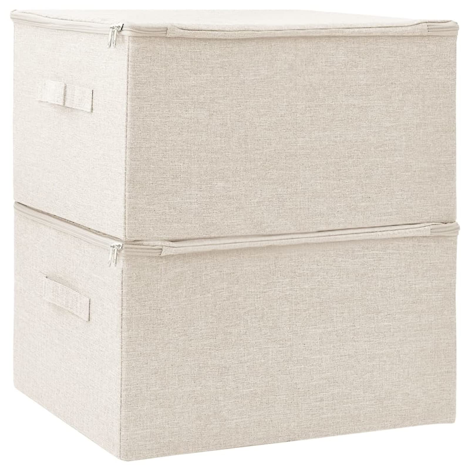 Cajas de almacenaje 2 uds, Organizador Cajones, Cajas Organizadoras, Caja Juguetes Almacenaje, Contenedores De Almacenamiento, Cubo Almacenaje, Tela Crema 43x34x23 cm